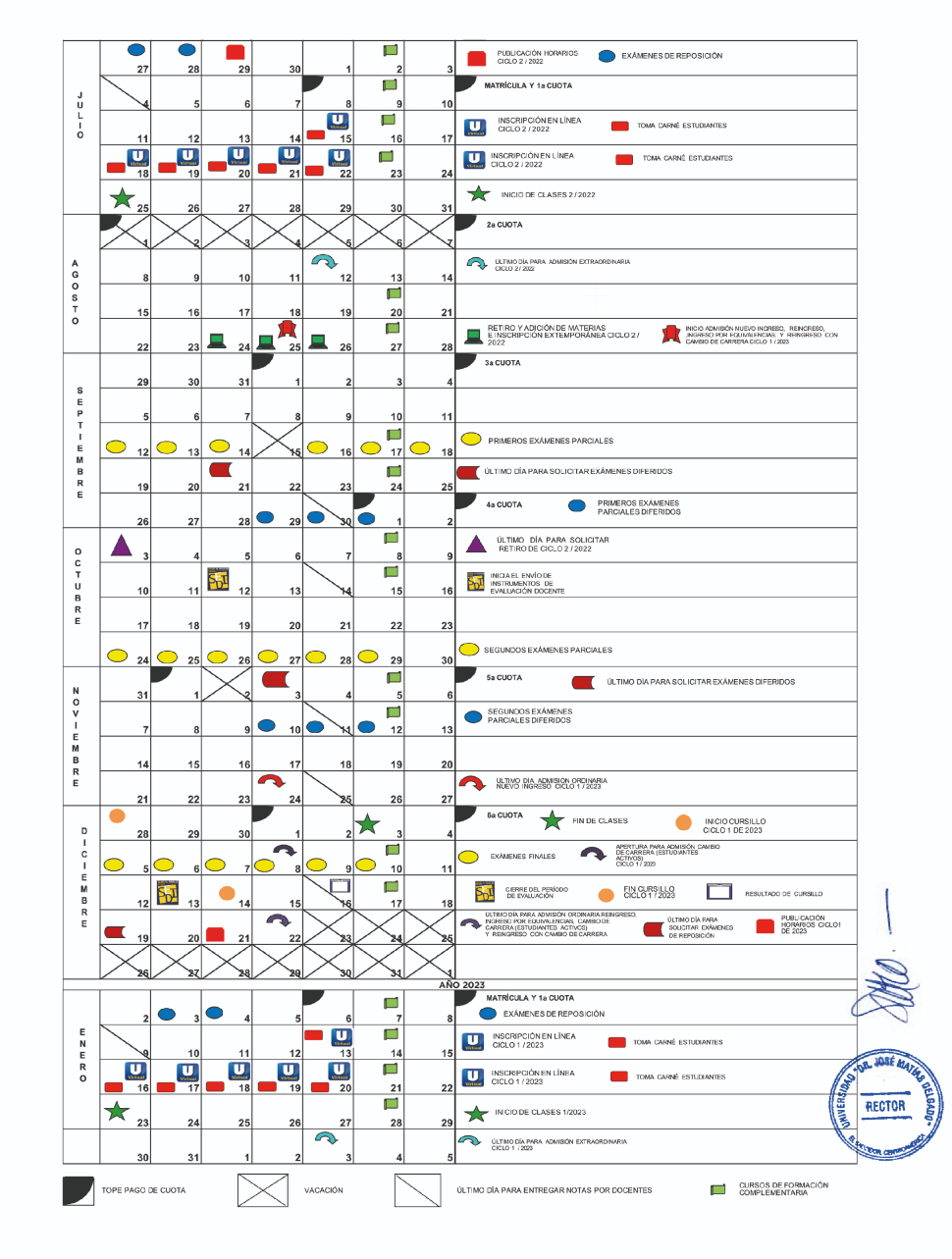 Calendario Universidad Dr. José Matías Delgado